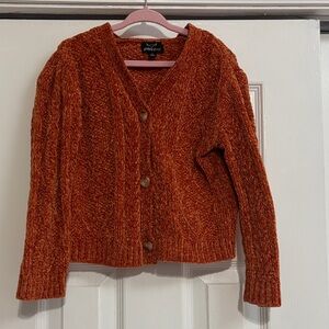 Victory Heart Kids' Cozy Orange Cardigan Sweater